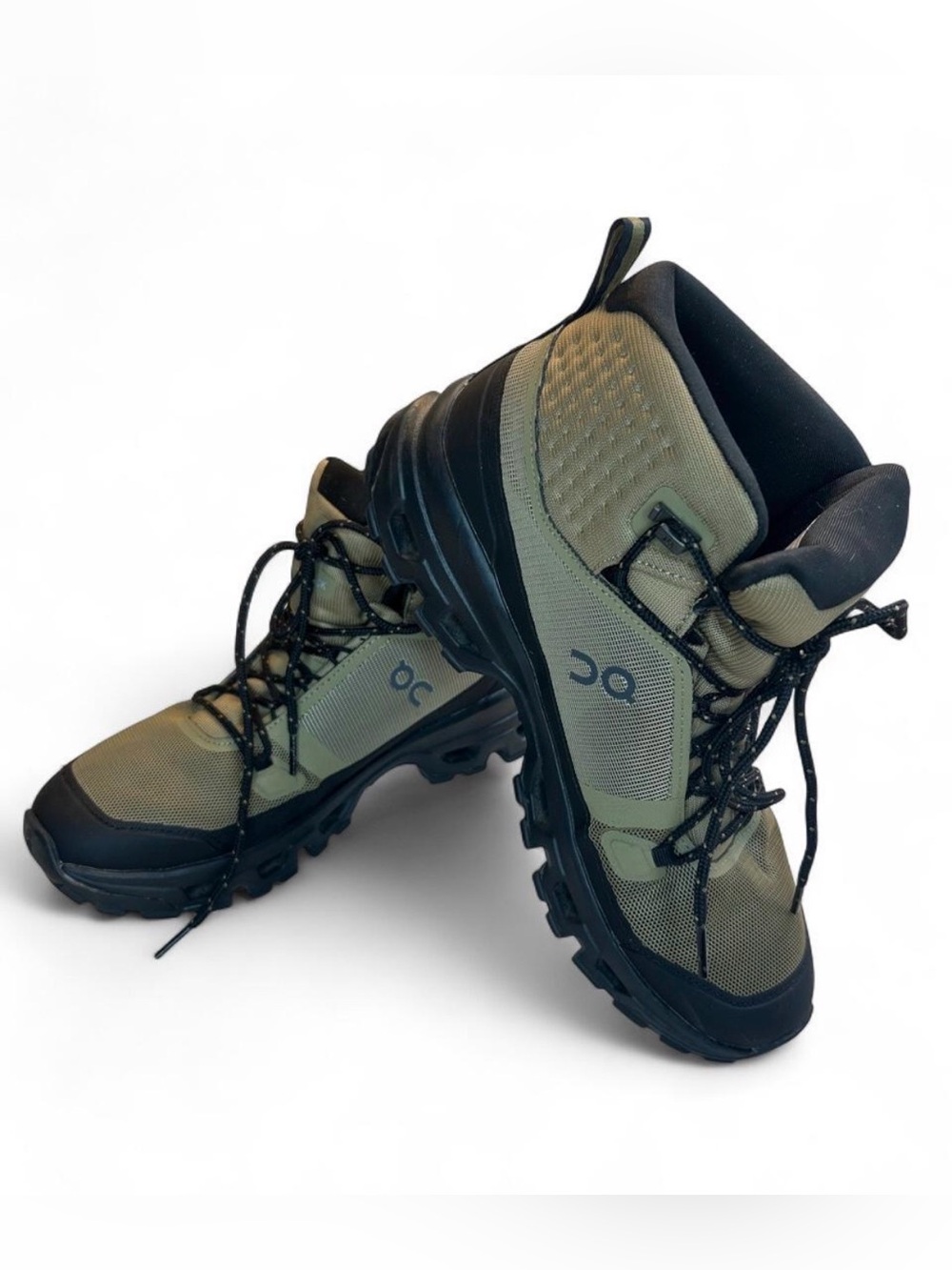 On Running Olive and Black Mid-Height Trail Boots